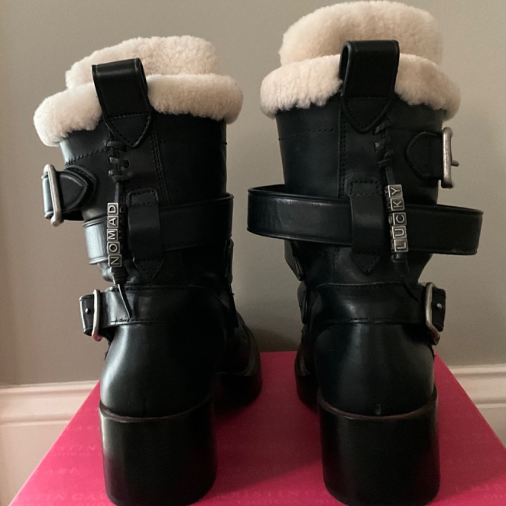 Coach Moto Black Leather & Fur Boot Size 7.5 - Picture 6 of 6